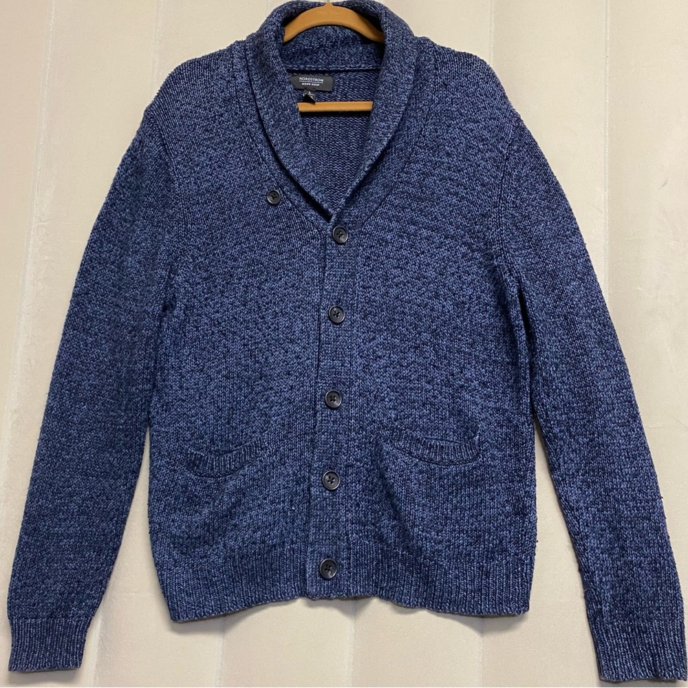 Nordstrom Men’s Shop Cardigan Sweater Large Grandfather Grandpa Shawl Collar